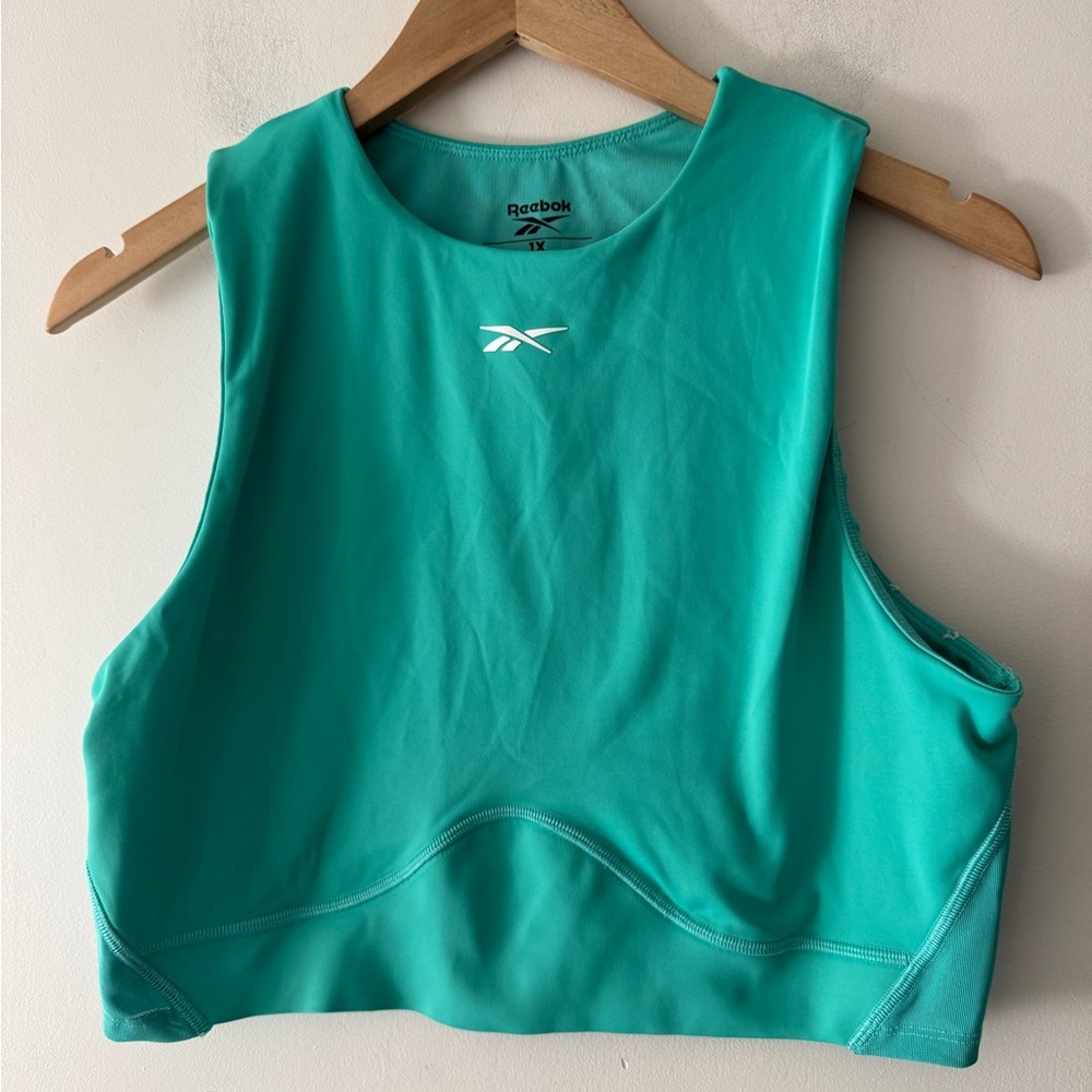 Reebok Lux Contour Crop Top Turquoise Green 1X